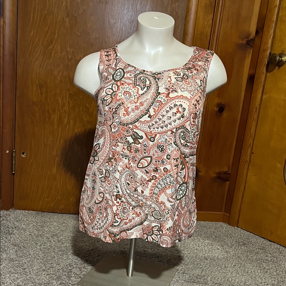 Catherines Paisley Tank Top in Pink and Brown